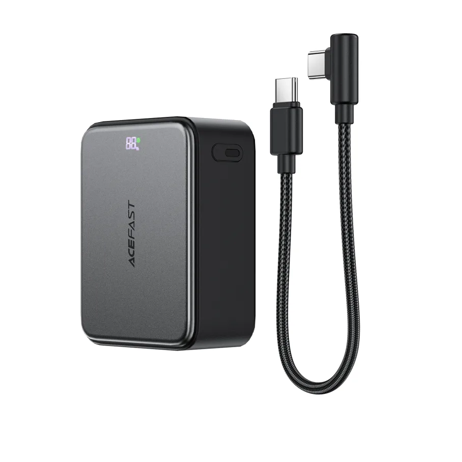 Power Bank AceFast M28 PD22.5W с кабелем Type-C to Type-C, 10000mAh, цвет черный