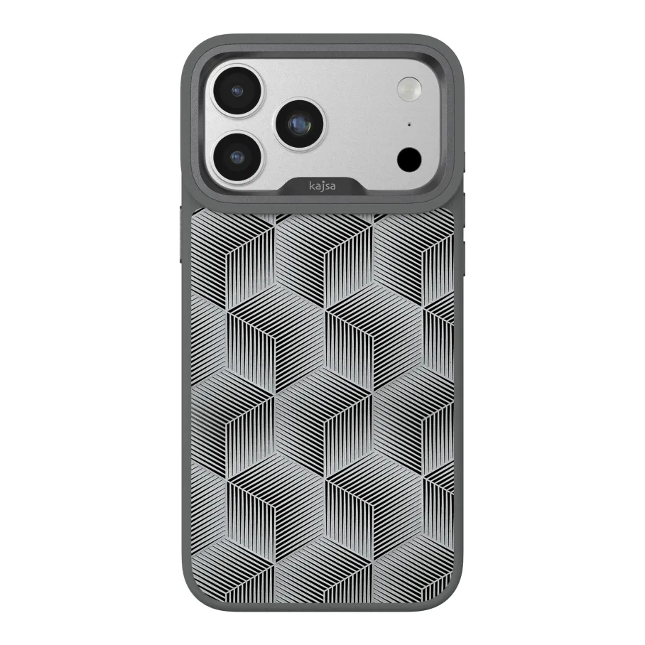 Чехол Kajsa Splendid Collection 3D Cube Pattern with MagSafe для iPhone 17 Pro Grey O-Ring
