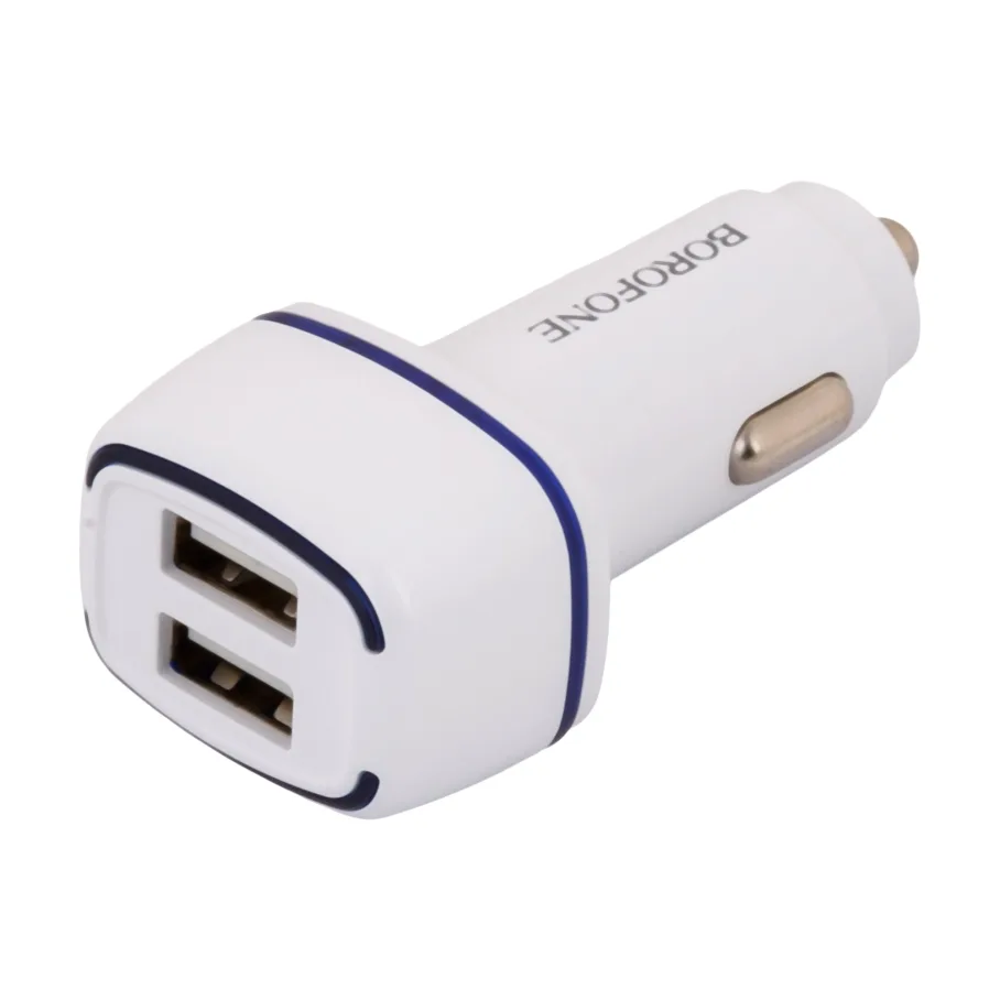 Авто Зарядное Устройство Borofone BZ14 Lightning 2USB 2.4A, цвет белый