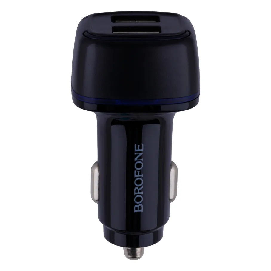 Авто Зарядное Устройство Borofone BZ14 Lightning 2USB 2.4A, цвет черный