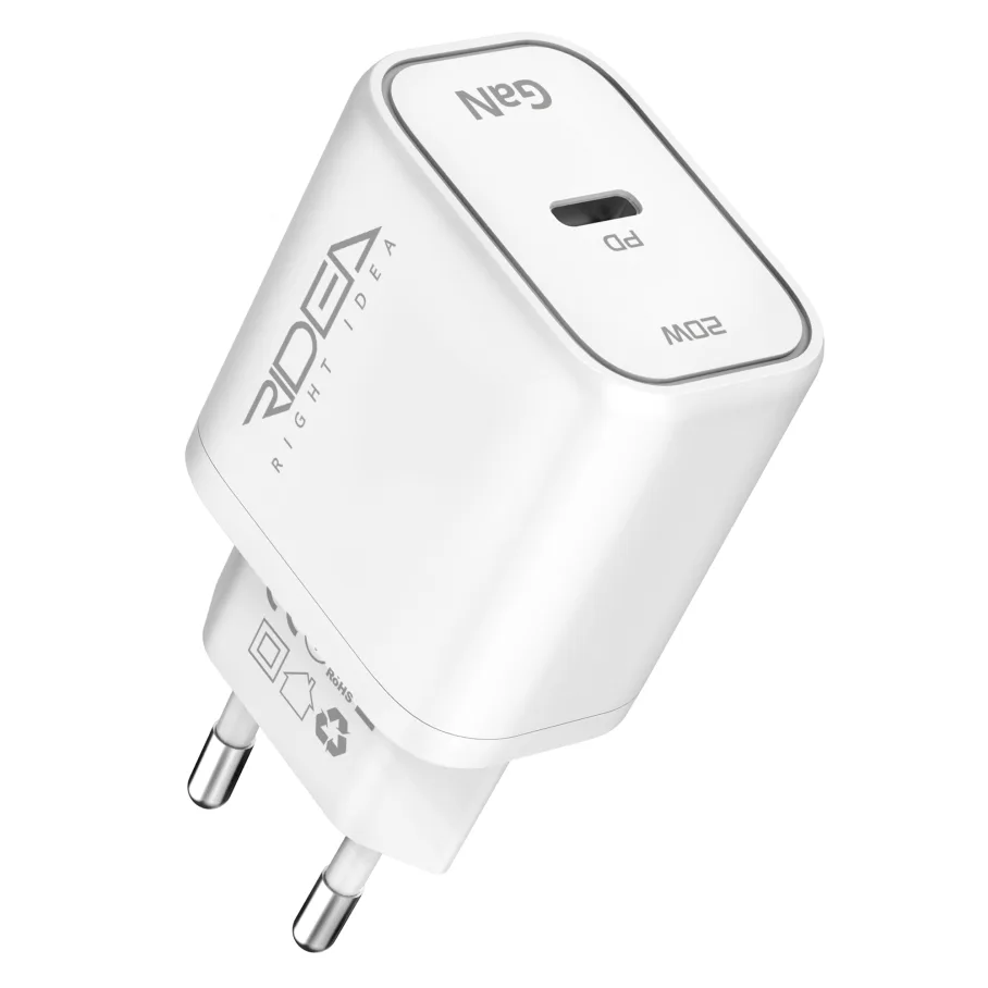 Сетевое Зарядное Устройство Ridea RW-GaN20BC 20W Boost C PD&QC, цвет белый