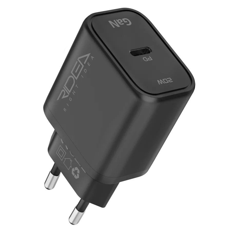 Сетевое Зарядное Устройство Ridea RW-GaN20BC 20W Boost C PD&QC, цвет черный
