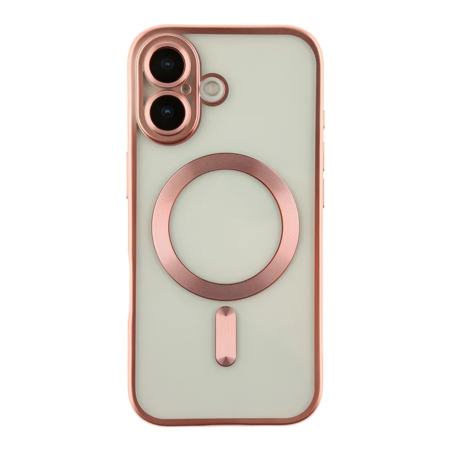 Чехол TPU Metallic Chrome Full Camera with Magsafe для iPhone 17 Мятая упаковка Chrome Rose