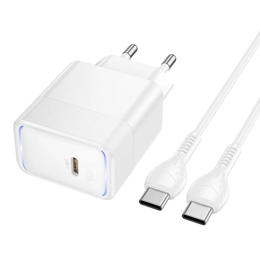 Сетевое Зарядное Устройство Hoco CS113A 1USB-C PD3.2 40W/60W+Type-C to Type-C Белый