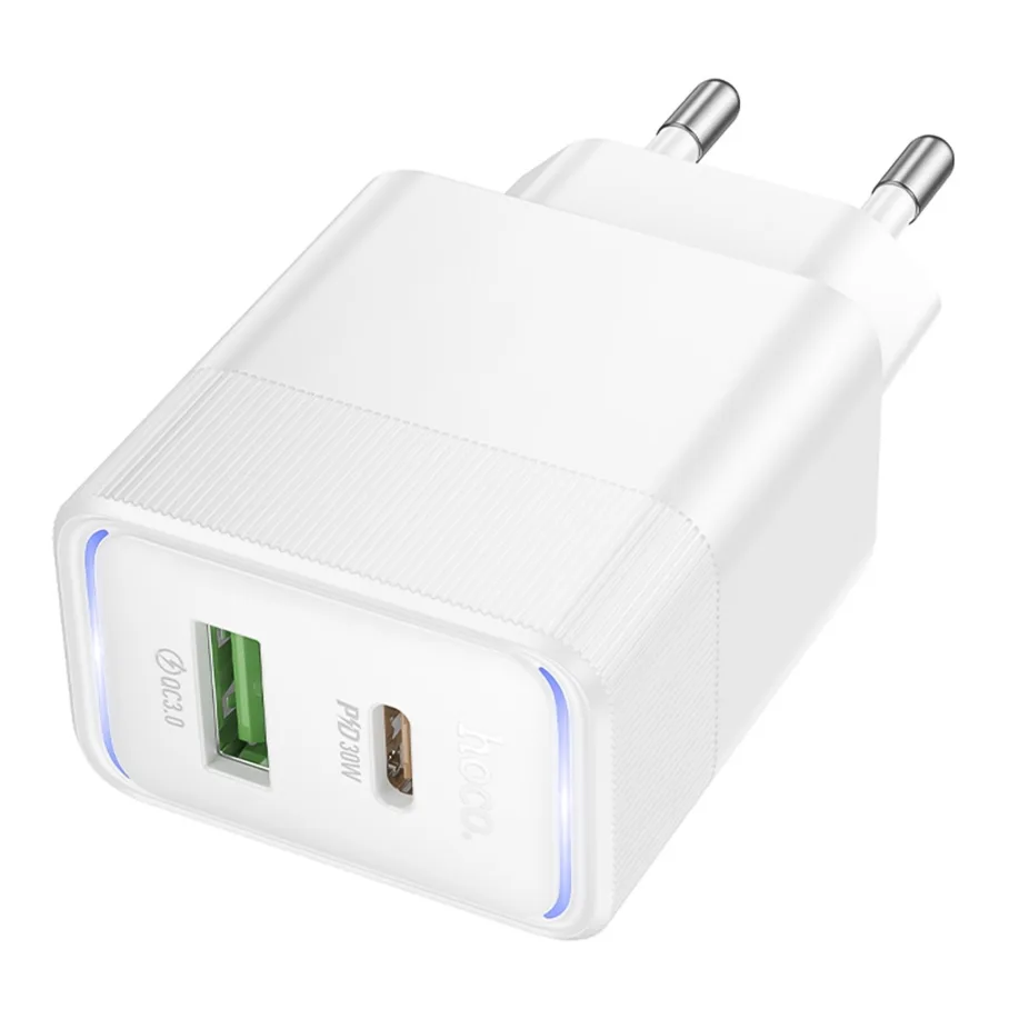 Сетевое Зарядное Устройство Hoco CS112A 1USB/1USB-C QC/PD 30W Белый