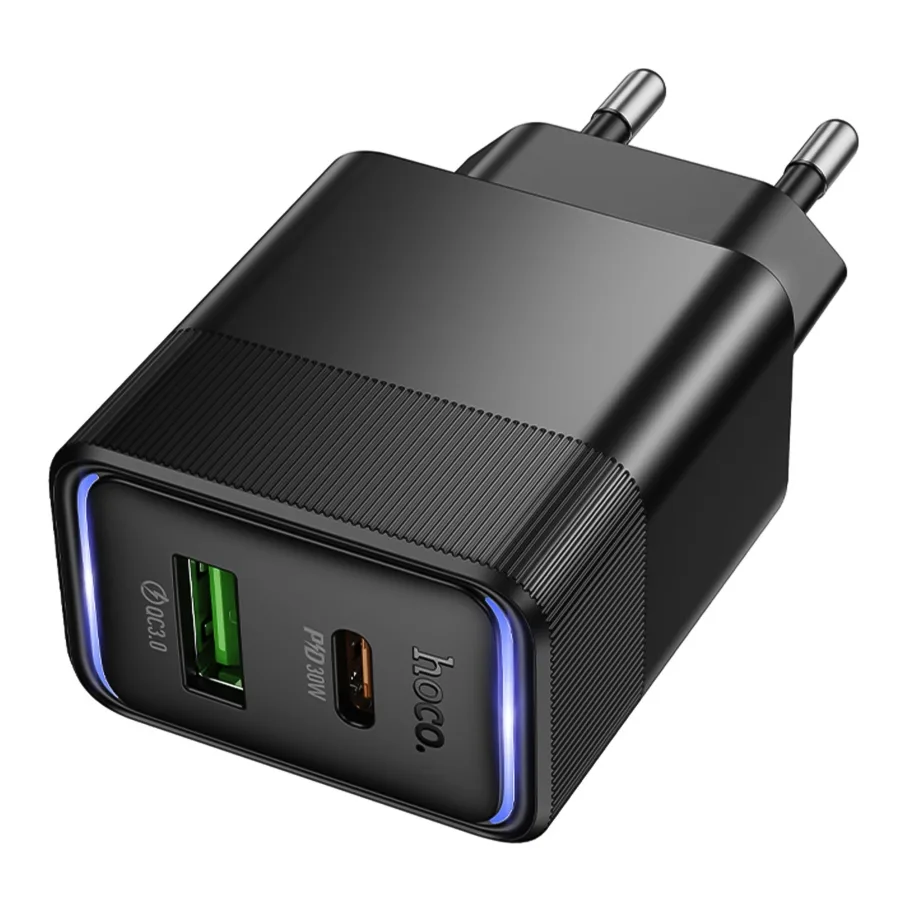 Сетевое Зарядное Устройство Hoco CS112A 1USB/1USB-C QC/PD 30W Черный