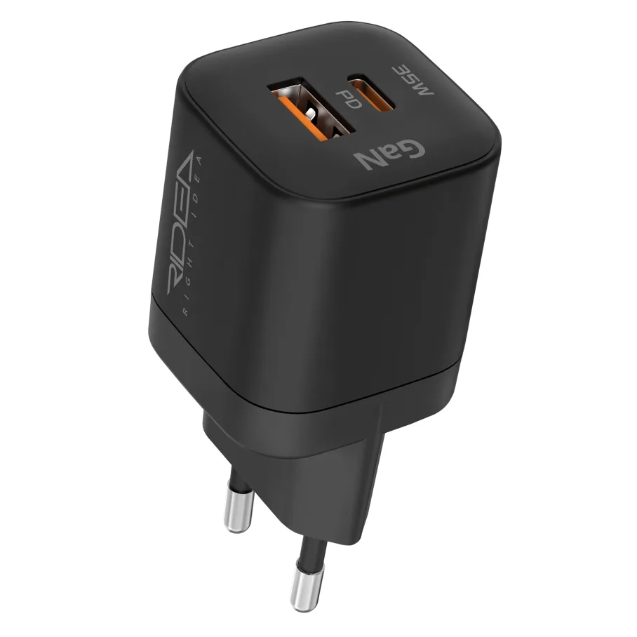 Сетевое Зарядное Устройство Ridea RW-GaN35PPAC Prime Plus Type-C+1USB PD&QC 35W Черный