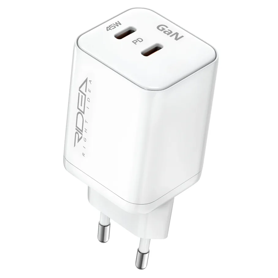 Сетевое Зарядное Устройство Ridea RW-GaN45PP2C Prime Pro 2Type-C PD&QC 45W Белый