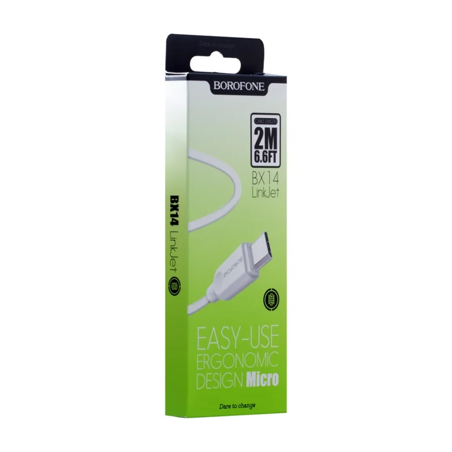 USB Borofone BX14 Micro 2m Мятая упаковка Белый