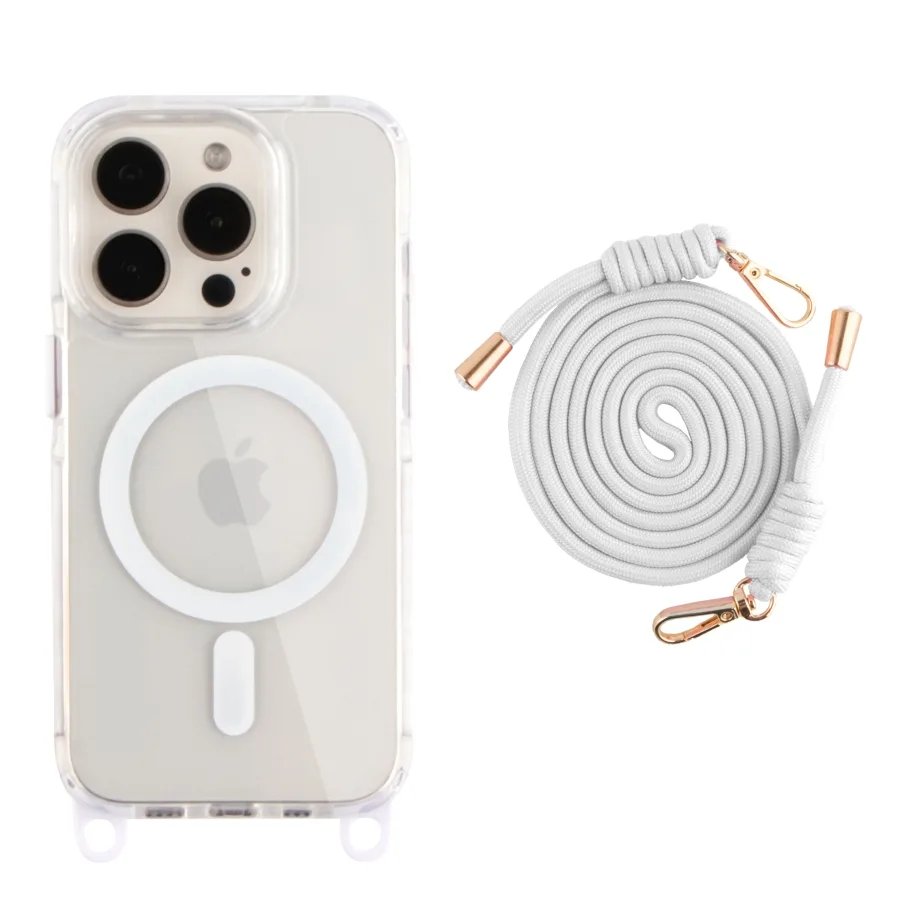 Чехол TPU+PC LanyardCase with MagSafe для iPhone 15 Pro Мятая упаковка White