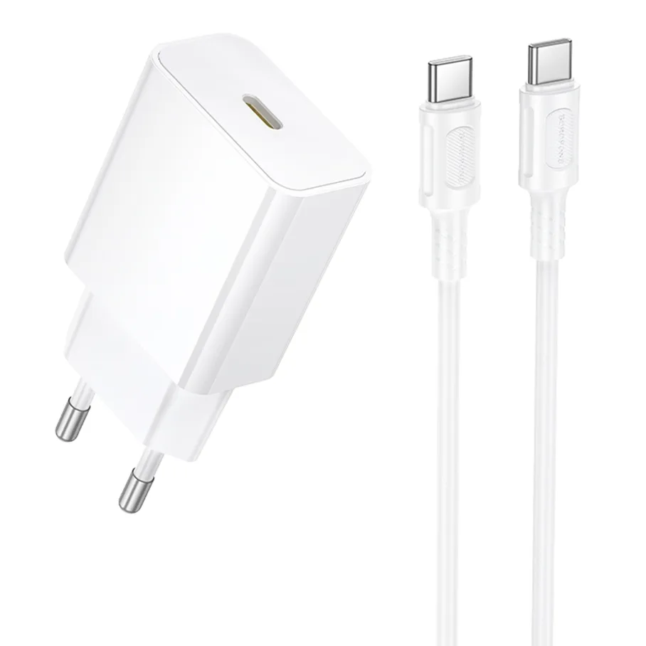 Сетевое Зарядное Устройство Borofone BA112A 1USB-C PD20W+Type-C to Type-C Белый