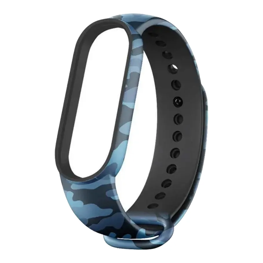 Ремешок для Xiaomi Mi Band 3/4, цвет камуфляж синий