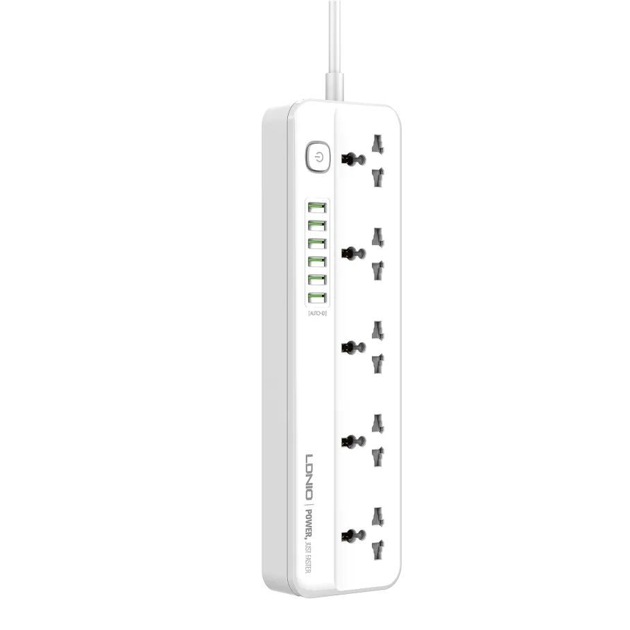 Сетевой удлинитель LDNIO SC5614 6USB-A / 5 розеток 2м, цвет белый