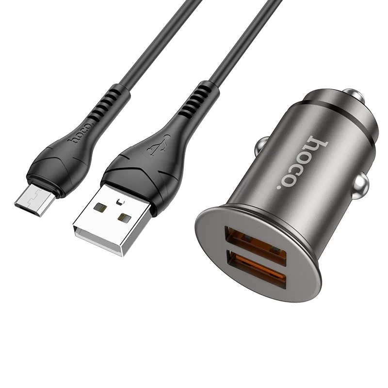 Авто Зарядное Устройство Hoco NZ1 36W QC3.0 Micro, цвет металлически-серый