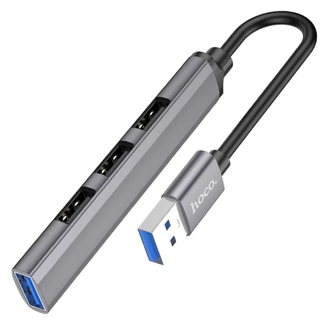 USB Hub Hoco HB26 4 in 1 adapter(USB to USB3.0+USB2.0*3) Серый