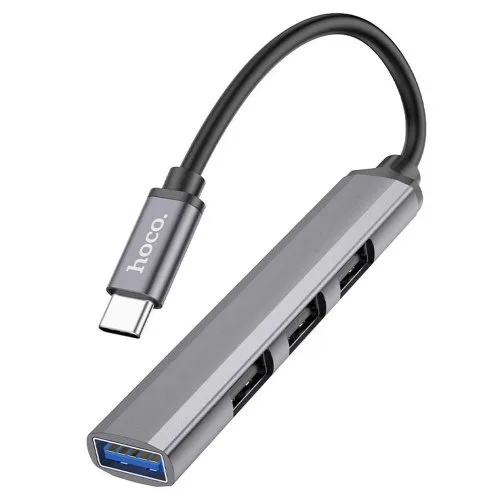 USB Hub Hoco HB26 4 in 1 adapter(Type-C to USB3.0+USB2.0*3) Серый