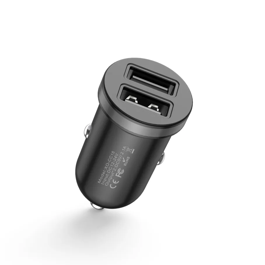 Авто Зарядное Устройство XO-CC18 Dual USB, цвет черный