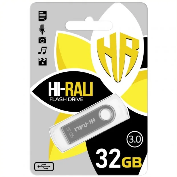 USB Flash Drive 3.0 Hi-Rali Shuttle 32gb Стальной, цвет стальной