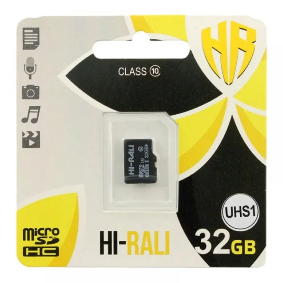 Карта Памяти Hi-Rali MicroSDHC 32gb UHS-1 10 Class, цвет черный