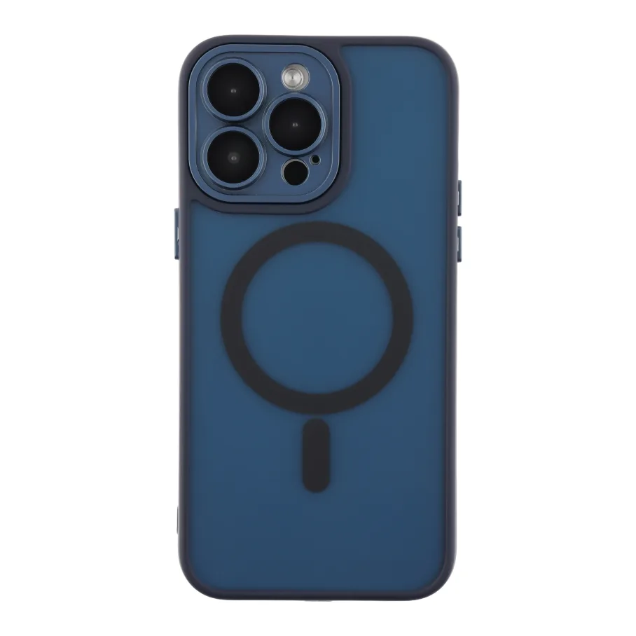 Чехол TPU+PC Magnetic Matte Camera Lens с Magsafe для iPhone 14 Pro Мятая упаковка Dark Blue