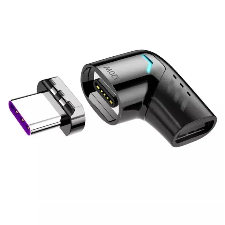 Адаптер Magnetic Type-C 120W угловой 90 градусов, цвет белый