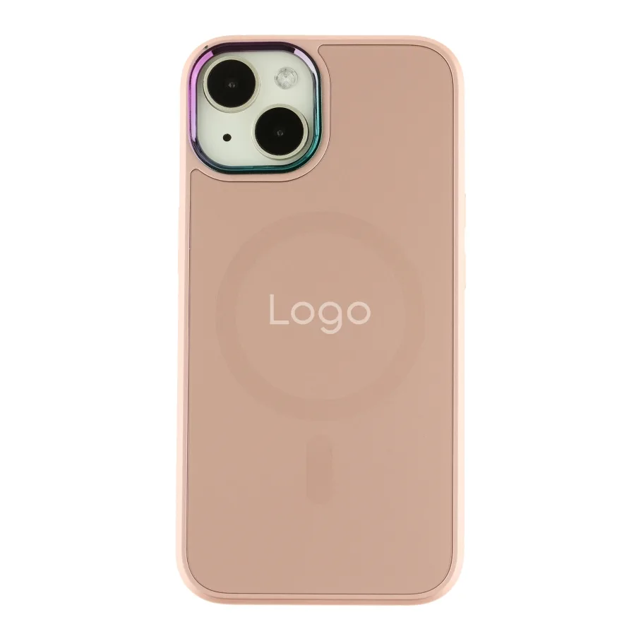 Чехол AG-Glass Chrome Camera with Magsafe для iPhone 14 Pink Sand