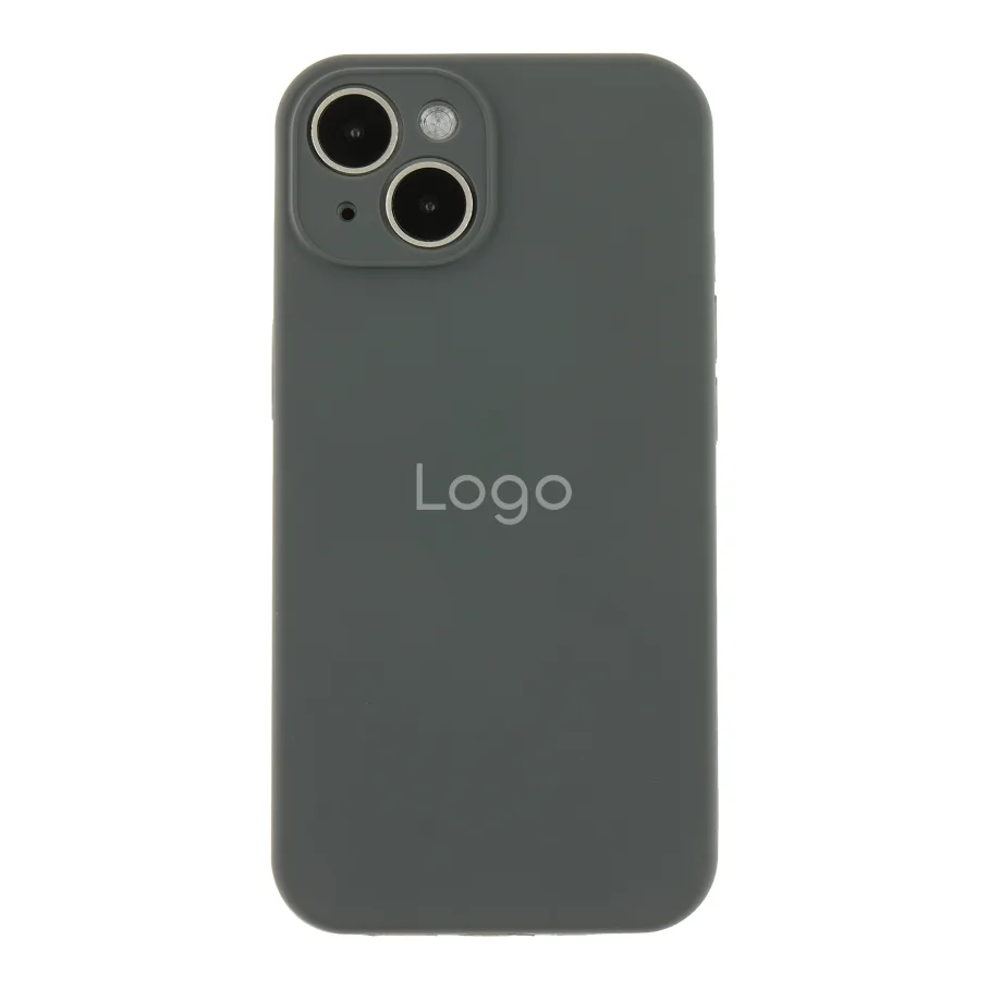 Чехол Silicone Case Full Size with Frame для iPhone 14 15.Dark Grey