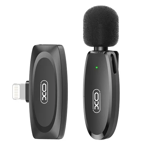 Микрофон Петличный Беспроводной XO MKF08B Lightning, цвет черный
