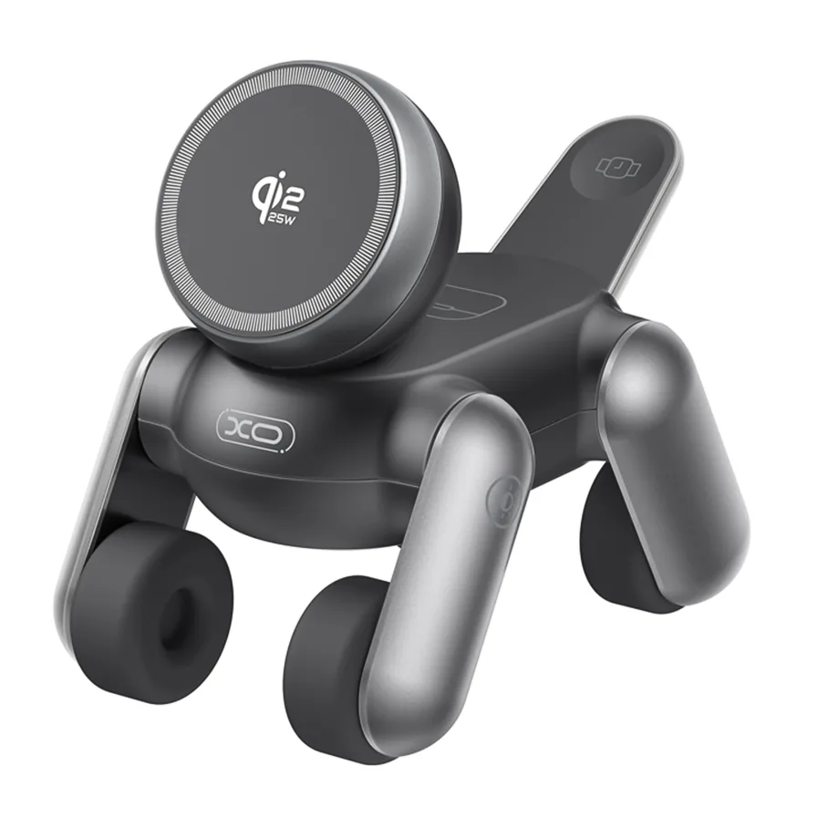 Беспроводное Зарядное Устройство XO D6 4-in-1 Qi2.2 25W For iP Watch Черный