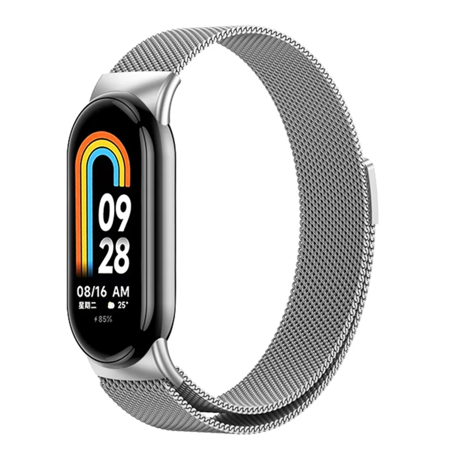 Ремешок для Xiaomi Mi Band 8/9/10 Milanese Loop, цвет серебристый