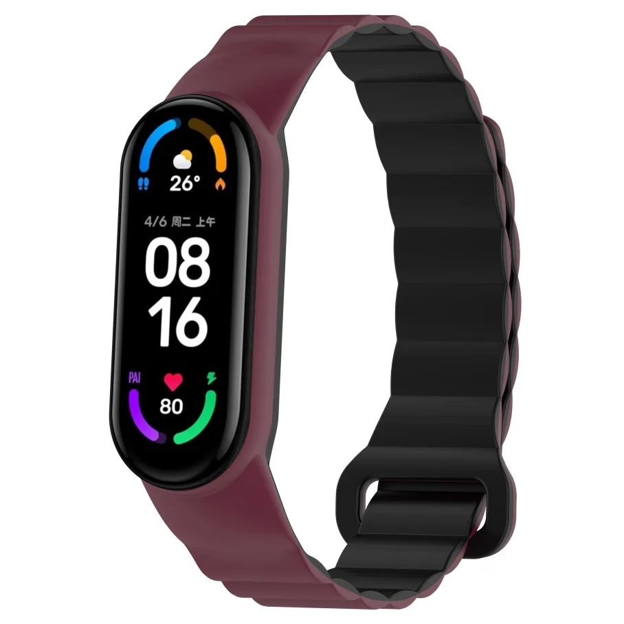 Ремешок для Xiaomi Mi Band 3/4/5/6/7, цвет сливовый/черный