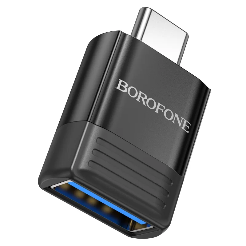 Переходник Borofone BV18 Type-C male to USB female USB3.0, цвет черный