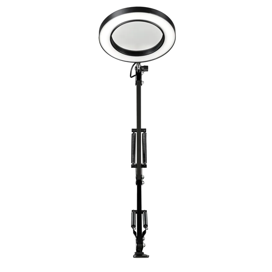 Настольная Кольцевая LED Лампа На Струбцине 6", цвет черный