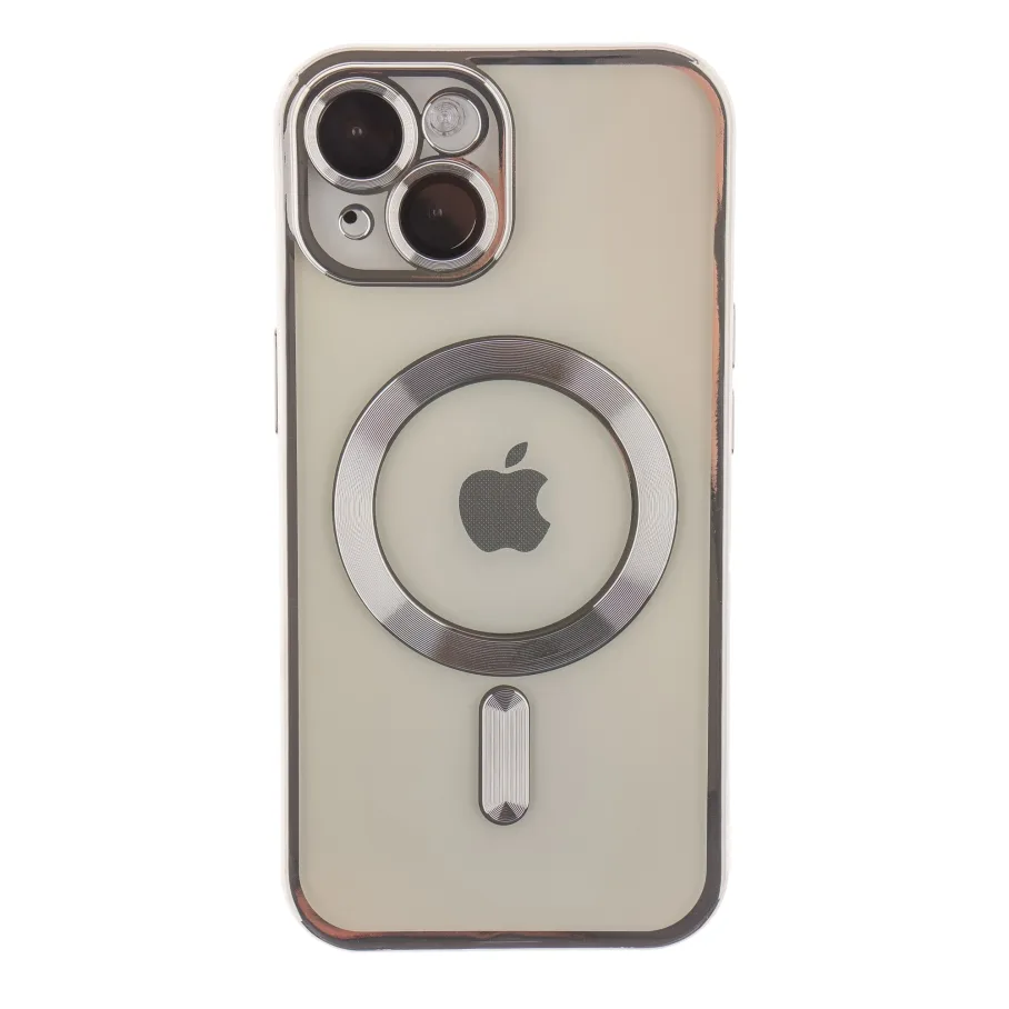 Чехол TPU Metallic Full Camera with Magsafe для iPhone 15 Silver