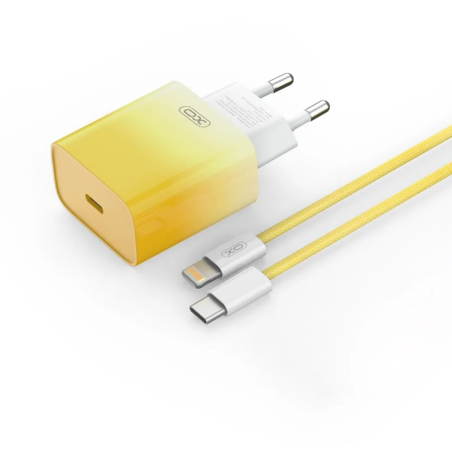 Сетевое Зарядное Устройство XO CE18 1Type-C PD/QC 30W Type-C to Lightning, цвет желтый