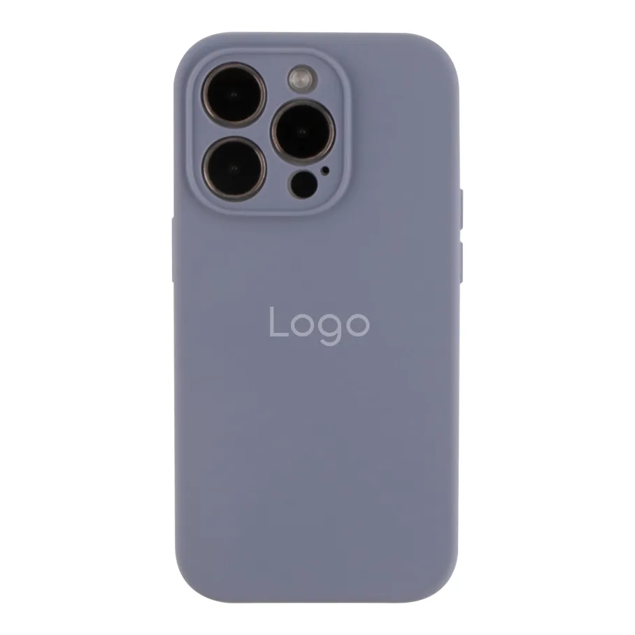 Чехол Silicone Case Full Size with Frame для iPhone 15 Pro 28.Lavender Grey