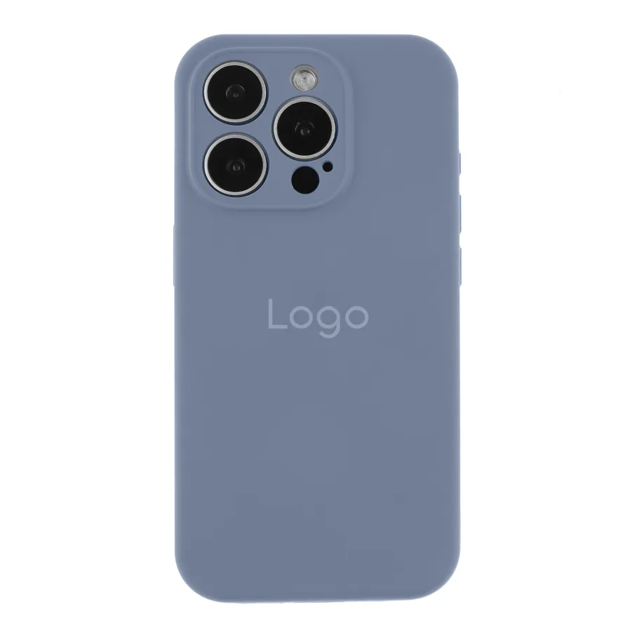 Чехол Silicone Case Full Size with Frame для iPhone 15 Pro Max 28.Lavender Grey