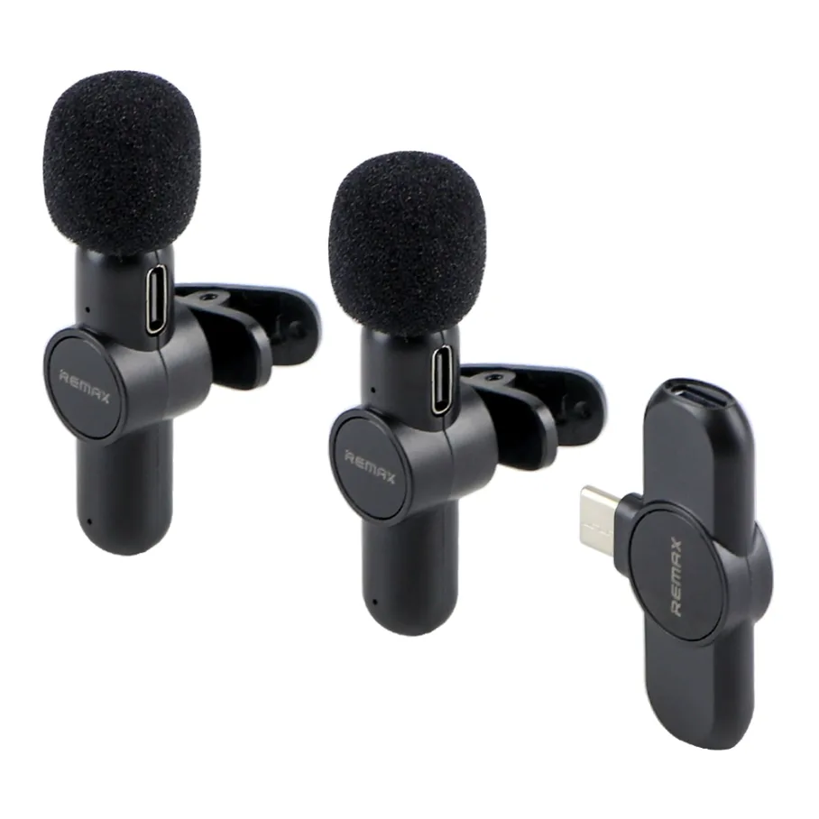 Микрофон Петличный Беспроводной Remax K10 Twin Type C, цвет черный