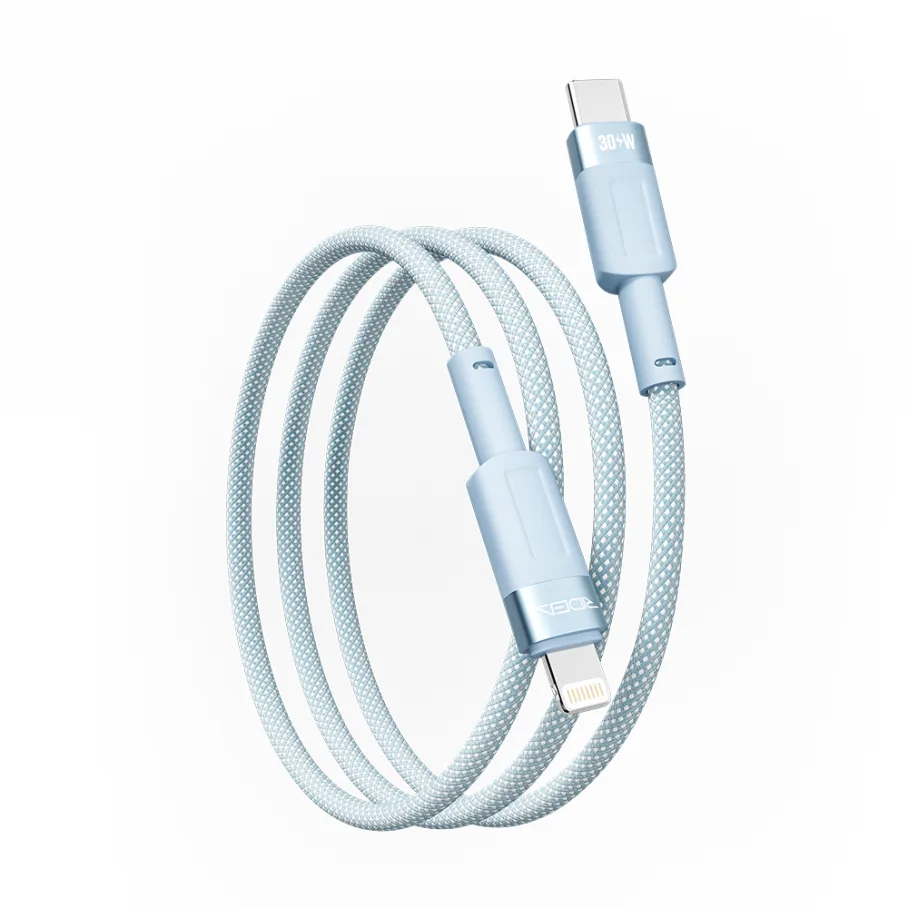 USB кабель Ridea RC-CP43 ColorPro Type-C to Lightning 30W 1.2м, цвет голубой