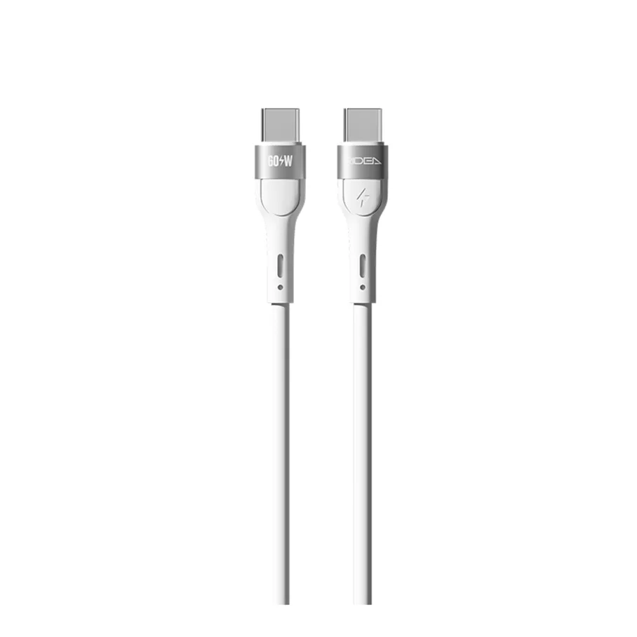 USB кабель Ridea RC-XS51 X-Silicone, с разъёмом Type-C to Type-C, 60W, 1.2м, цвет белый