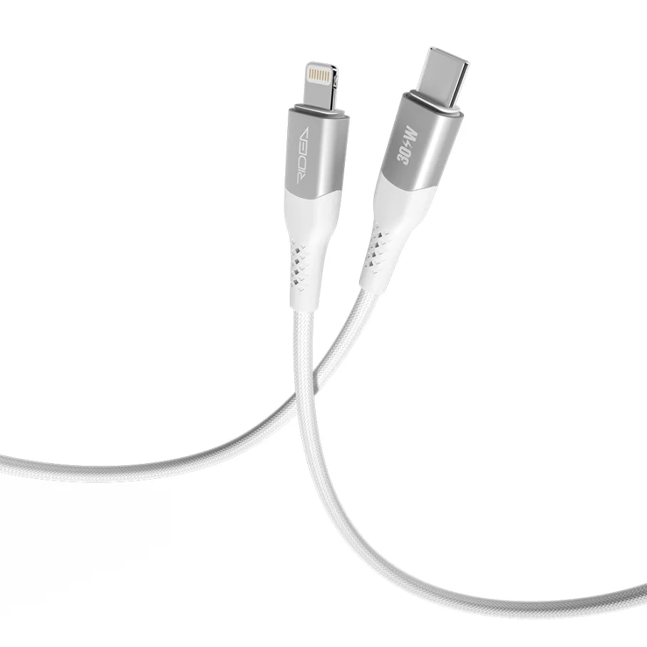USB кабель Ridea RC-US42 UltraStrong, с разъёмом Type-C to Lightning, мощность 30W, длина 1.2м, цвет белый