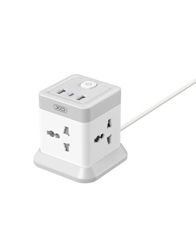Сетевой Удлинитель XO WL20 Square 2USB-A / 1USB-C / 4-Sockets QC/PD20W 2m Мят.упак. Белый