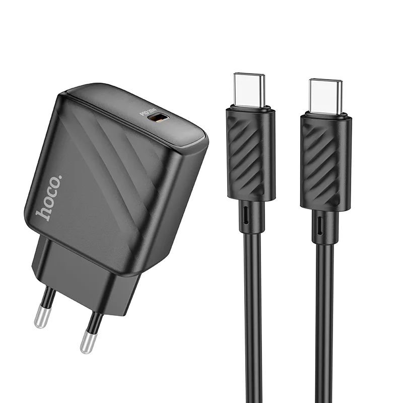 Сетевое Зарядное Устройство Hoco CS22A 1USB-C PD/QC 30W, с кабелем Type-C to Type-C, цвет черный