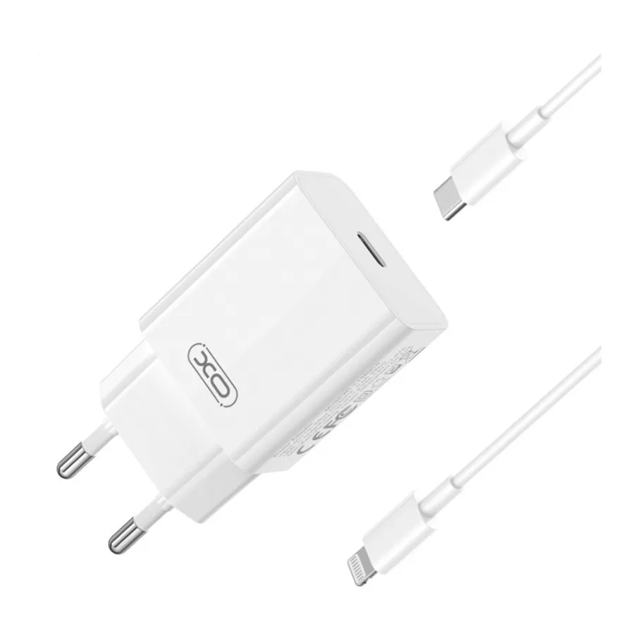 Сетевое Зарядное Устройство XO L126 1USB-C PD/QC 20W, с кабелем Type-C to Lightning, цвет белый