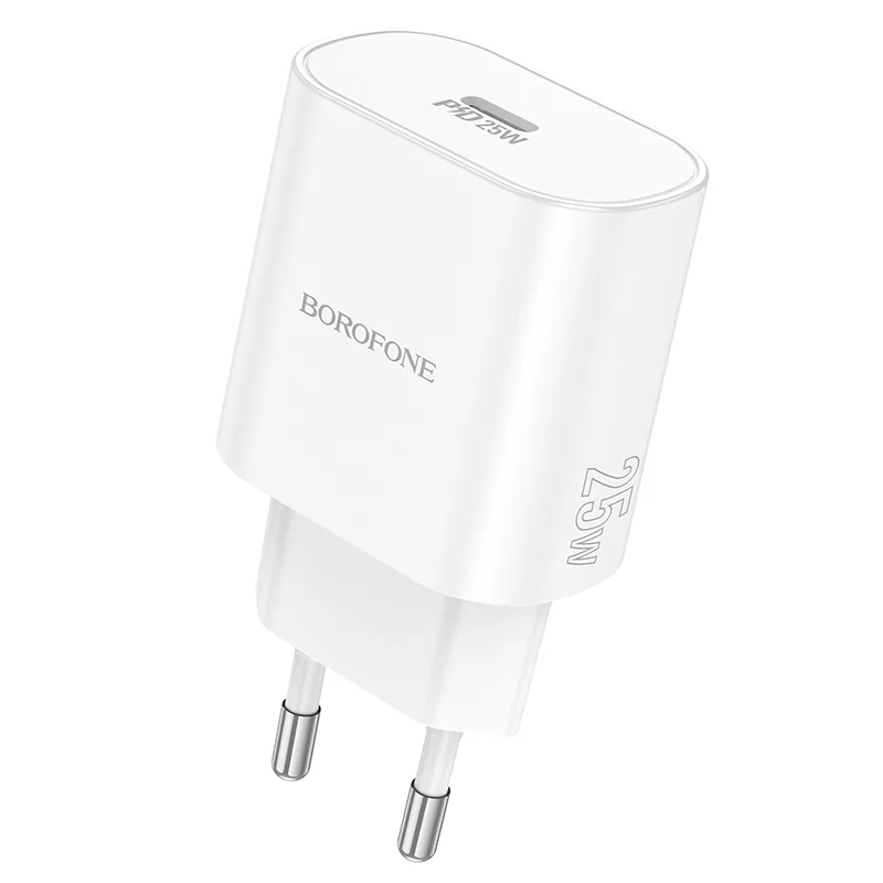 Сетевое Зарядное Устройство Borofone BA82A 1USB-C PD/QC 25W, цвет белый