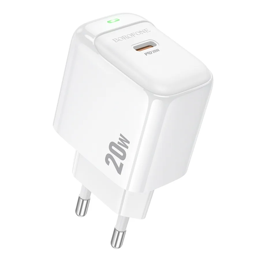 Сетевое Зарядное Устройство Borofone BAS43A 1USB-C PD/QC 20W, цвет белый