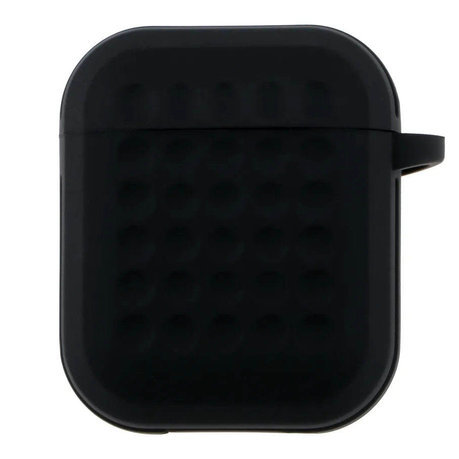 Футляр Silicone Fashion Case с крючком для AirPods 1/2, цвет черный