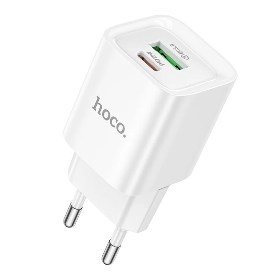Сетевое Зарядное Устройство Hoco C147A 1USB-C/1USB PD/QC 20W, цвет белый