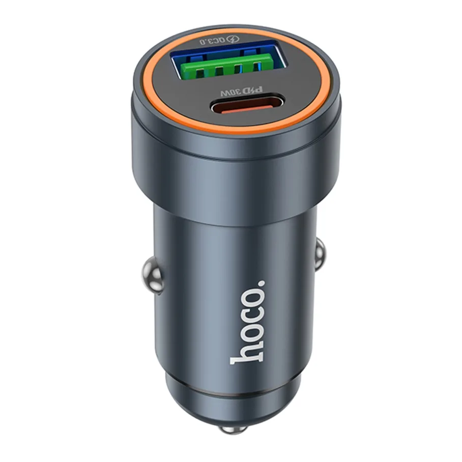 Авто Зарядное Устройство Hoco Z57A 1USB/1USB-C PD30W/QC3.0, цвет серый