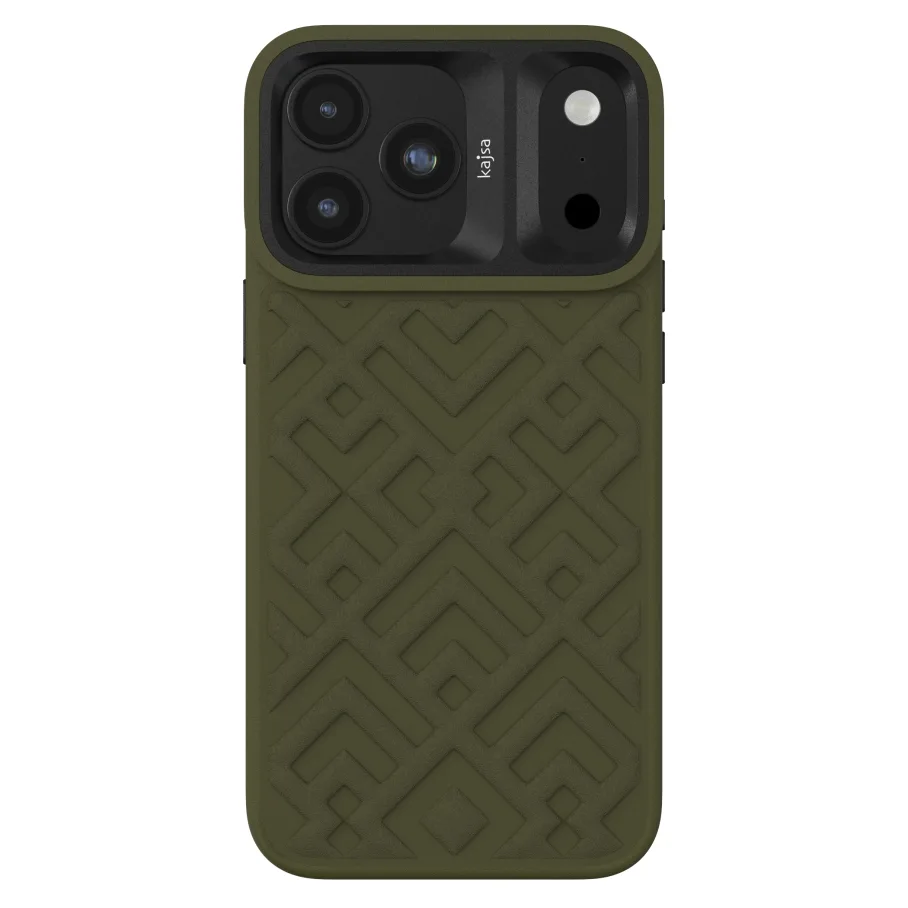 Чехол Kajsa Briquette Collection Rhombus with MagSafe для iPhone 18 Pro Max Olive Green B-Ring